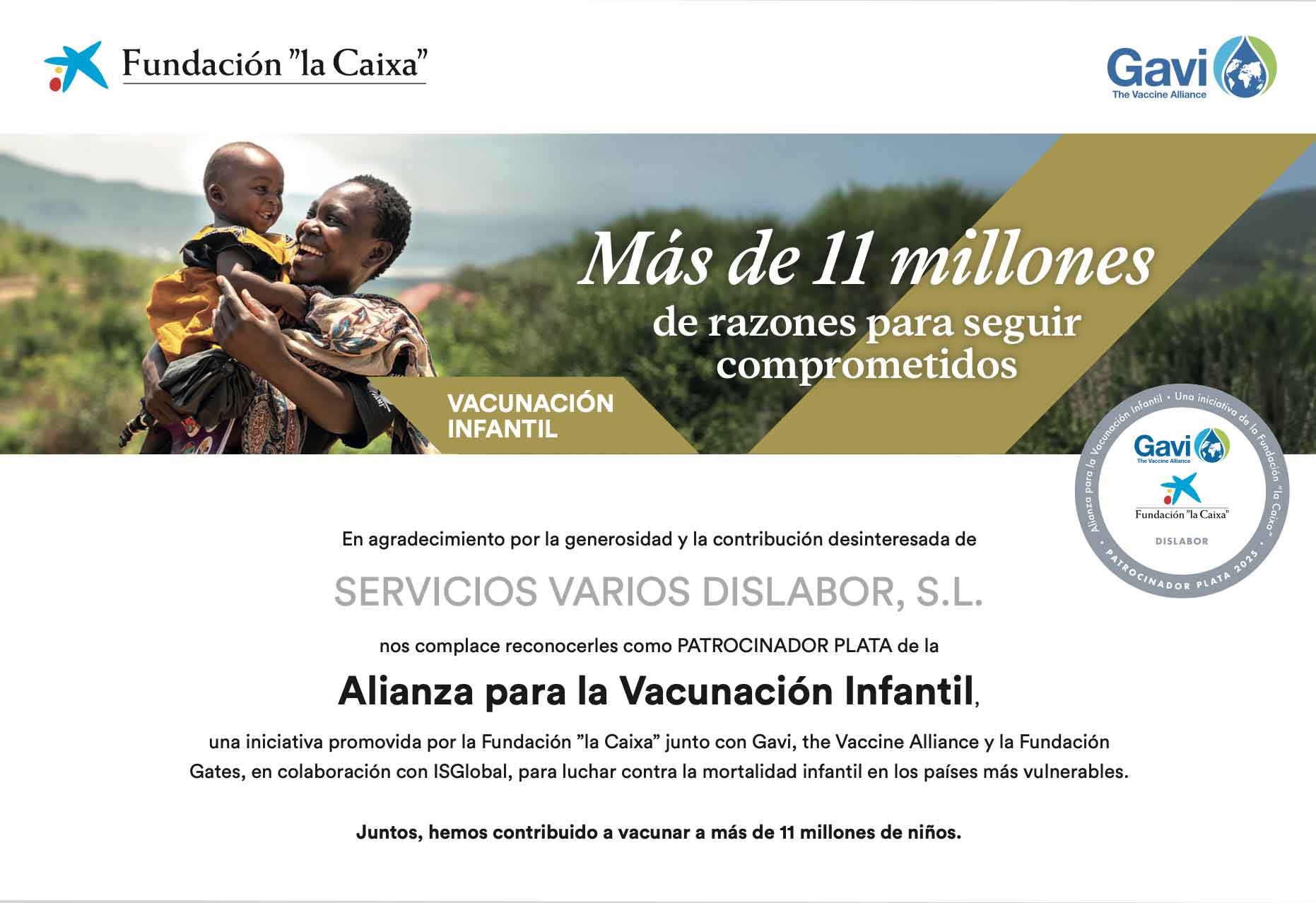 Grupo CV, a través de Dislabor, se suma a la Alianza para la Vacunación Infantil